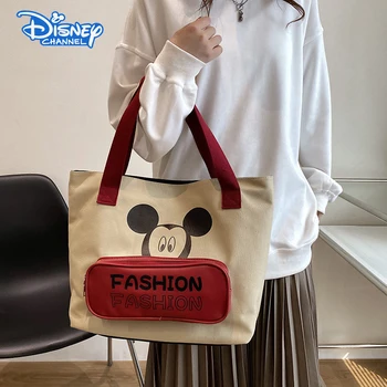 Karikatür Disney Mickey Graffiti Moda Rahat Büyük Kapasiteli Tuval Seyahat omuzdan askili çanta Kadın Çanta Alışveriş laptop çantası