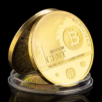 Altın Kaplama Fiziksel Cryptocurrency Sikke Kartal Desen Bitcoin hatıra parası 1 ADET Bitcoin Cent Yaratıcı Hatıra Parası