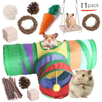 9/11 Adet Set Hamster Çiğnemek Oyuncaklar Gerbil Sıçan Kobay Chinchilla Çiğnemek Oyuncaklar Aksesuarları Tavşanlar İçin Kuş Hamster