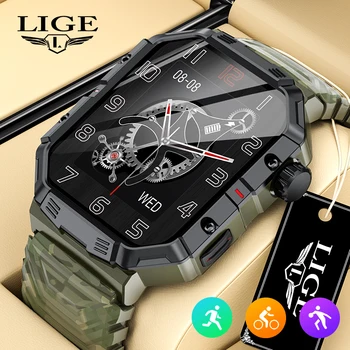 LIGE Kilit Ekranı Şifre akıllı saat Pusula Erkekler Smartwatches Su Geçirmez Açık Spor Spor İzle Askeri Bluetooth Çağrı