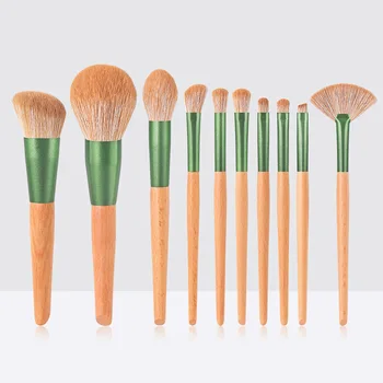 10 makyaj fırçası Pudra Fondöten Allık Göz Farı Fırçalar Doğal Hayvan Saç Bambu Kolu Makyaj Araçları