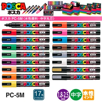Uni POSCA işaretleyici kalem seti PC-5M graffiti boya kalemi poster reklam graffiti sanat boyama