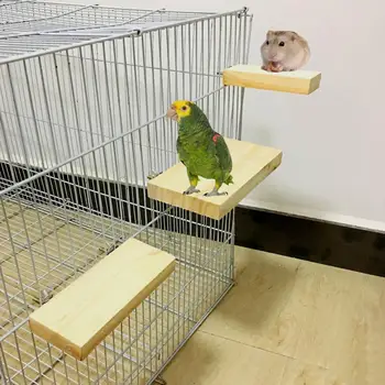 Ahşap Oyuncak Asılı Kafes Dekor Pet Kuş Papağan Standı Levrek Platformu Pençe Taşlama Oyuncak