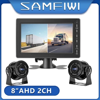 AHD 8 inç Kamyon monitör Arabalar için Araç Monitör Sürüş Kaydedici Çift Lens Ön / Arka HD Gece Görüş Ters Kamera