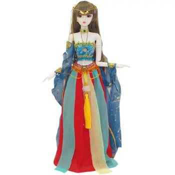 Yeni Geldi 60cm Bjd Bebek Tam Set 1/3 Çin Antika Hanfu Elbise Prenses Bebek 3D Göz 23 Eklemler Kız Oyuncak doğum günü hediyesi seti