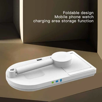 Şarj Standı Katlanabilir Kablosuz Şarj led ışık İle 4-in-1 Hızlı Şarj Apple Ürünü İçin Kablosuz Şarj Cihazı 4-in-1 Şarj Cihazı
