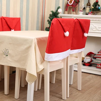 1 Adet Noel Noel Baba Şapka sandalye kılıfı Noel Dekorasyon Masa Yeni Yıl Süs Ev İçin Noel Hediyesi