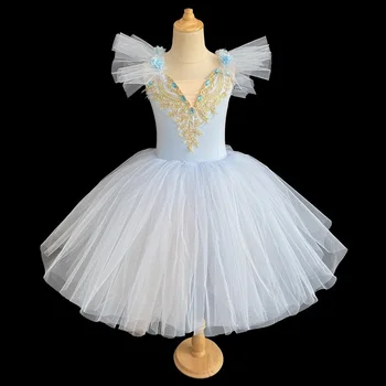 Profesyonel Romantik Tutu Uzun Tül Tutuş Bale Elbise Kadın Kızlar Balerin Parti Elbise Çocuk Bale Dans Kostümleri