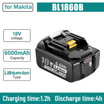Yerel teslimat İçin Makita 18V 6000mAh Şarj Edilebilir Güç Araçları Pil ile LED lityum-iyon yedek pil LXT BL1860B BL1860 BL1830