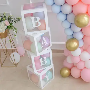 25cm Özel Şeffaf Mektup Kutusu A-Z Bebek Duş Kız 1st Doğum Günü Partisi Dekorasyon Çocuklar Düğün Doğum Günü Balon DIY Kutusu