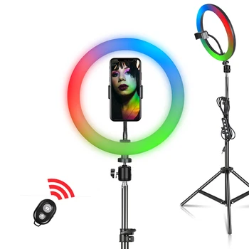 6/10/12 İnç halka ışık 15 Renkler RGB LED Selfie halka ışık Tripod İle telefon standı Tutucu Youtube Makyaj Video