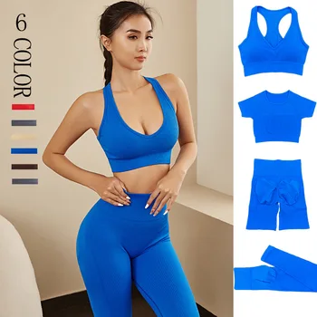 Dikişsiz Yoga Seti Kadın Spor Giyim Spor yoga takımları için Spor Salonu Seti İç Çamaşırı Eşofman Tayt Spor Sutyeni
