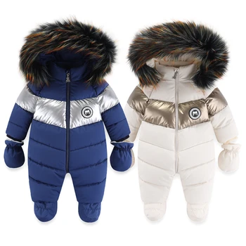Yenidoğan Bebek Kız Giysileri Kış Sıcak Bebek Romper Eldiven Kapşonlu Çocuk Giyim Seti Pamuk Bebek Tulum Tulum 0-24M