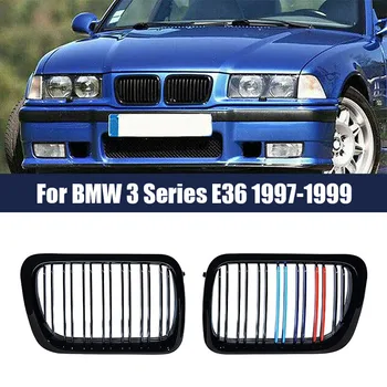 Parlak Siyah / M Renk Otomatik ön böbrek ızgara Araba Ön Tampon Izgaraları Yarış BMW 3 Serisi E36 1997-1999