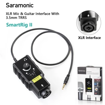 Saramonic SmartRig II Profesyonel Mikrofon ve Gitar Arayüzü Preamplifikatör Ses Adaptörü Mikser iPhone iPad Android cihazlar için
