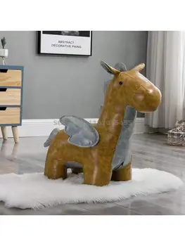 Yaratıcı Unicorn Dışkı Ev Tabure Oturma Odası Dekorasyon Hayvan Dışkı Değişim Ayakkabı Tabure Kapı