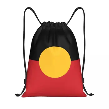 Avustralya Aborijin Bayrağı İpli Çanta Erkek Kadın Taşınabilir Spor Salonu Sackpack Eğitim Sırt Çantaları